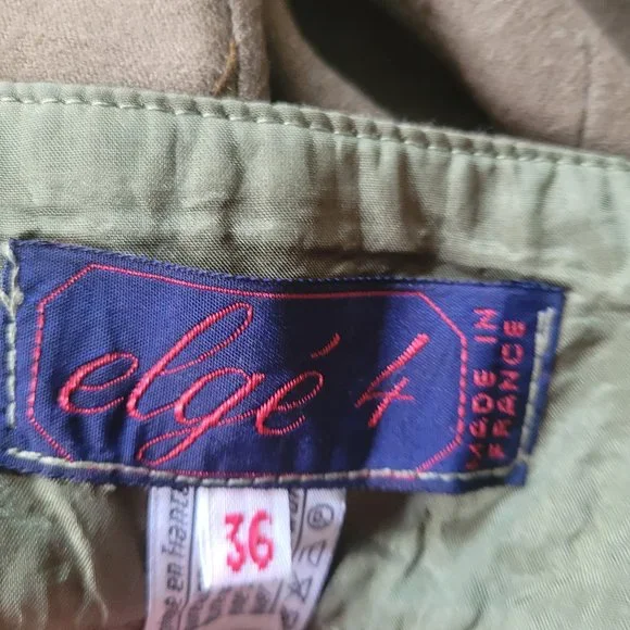 Vintage French Wool Skirt Olive Red Pencil, sz 2 - Picture 13 of 14